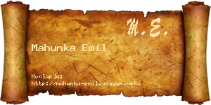 Mahunka Emil névjegykártya
